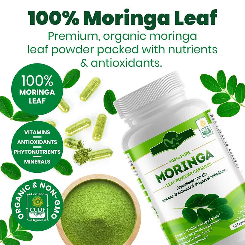 Moringa Oleifera 1000mg Per Serving | Made with Organic Moringa Leaf Powder, Superfood Antioxidant & Immune Support