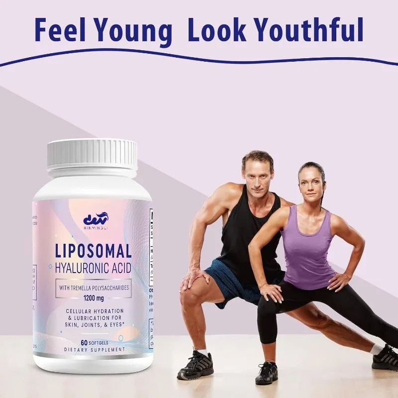Liposomal Hyaluronic Acid Supplement - Dietary Hyaluronic Acid Capsules, Dual Strength Skin Moisturizing, Joint Lubrication