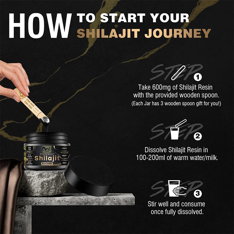 Shilajit Pure Himalayan Organic  Resin, 100% Pure Shilajit for Energy & Immune Support, Rich in Fulvic Acid & 85+ Trace Minerals