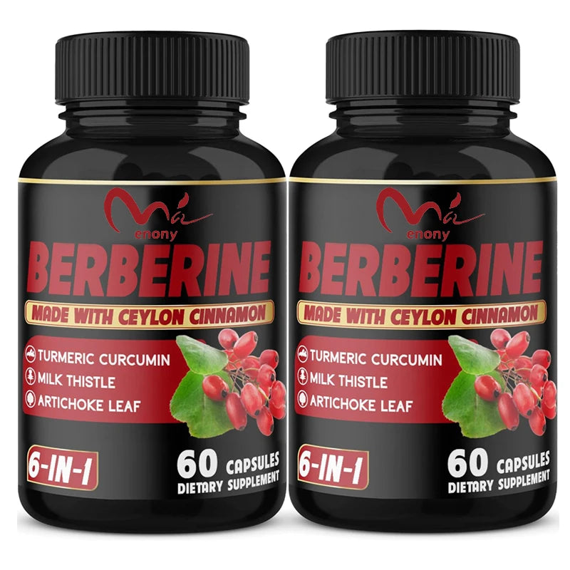 Berberine Natural Supplement Contains Ceylon Cinnamon,Turmeric,Artichokes, and Milk Thistles-60 Capsules High Absorption Formula