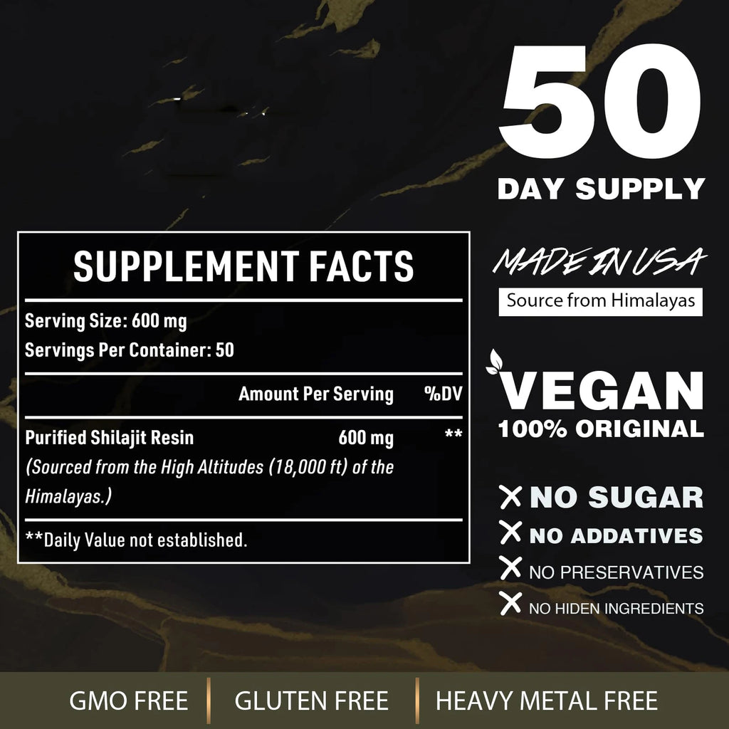 Shilajit Pure Himalayan Organic  Resin, 100% Pure Shilajit for Energy & Immune Support, Rich in Fulvic Acid & 85+ Trace Minerals