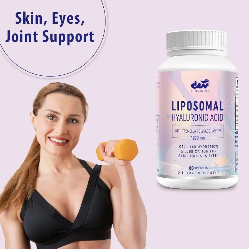 Liposomal Hyaluronic Acid Supplement - Dietary Hyaluronic Acid Capsules, Dual Strength Skin Moisturizing, Joint Lubrication